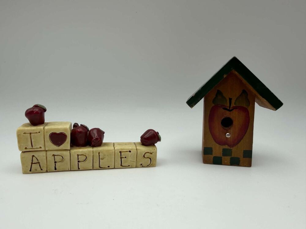 Vintage Mini Apple Birdhouse Letter Blocks I Love Apples Rustic Country Decor